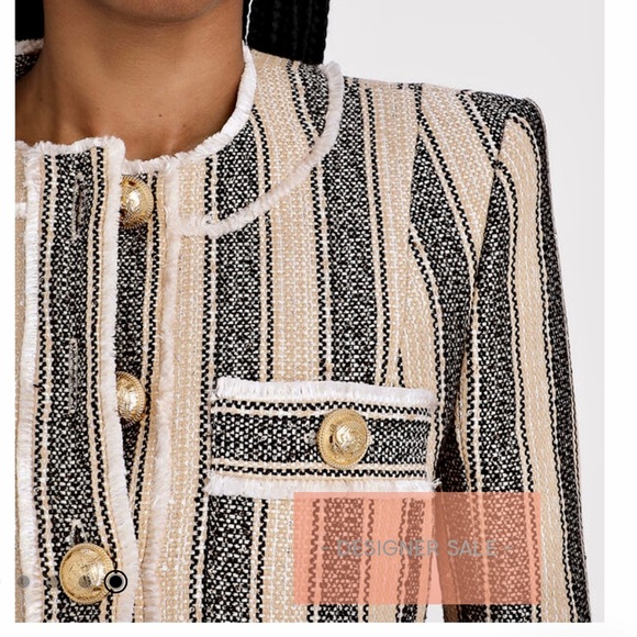 NWT! Balmain Striped Piqué Jacket Sz. 36 - Picture 3 of 11